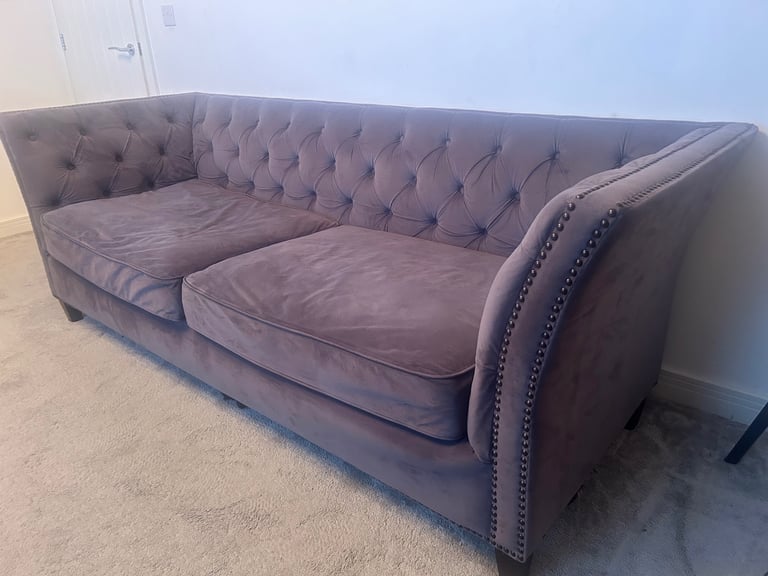 3 Set - Grey Chesterfield Comfortable Sofa
