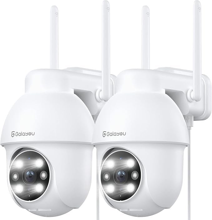 GALAYOU Y4 2-Pack 2K 2-Way Audio Wi-Fi Outdoor PTZ Security Cameras 