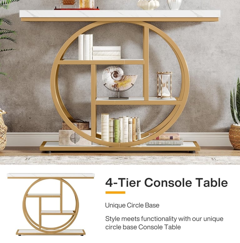 Tribesign Console Table White Gold