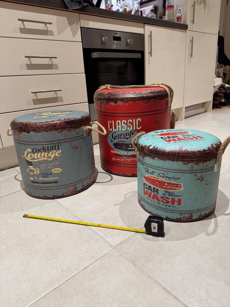 image for Storage stool x 3 sizes Motor Oil design