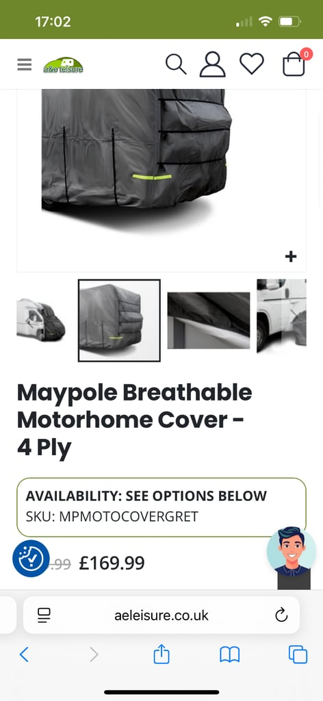 UNUSED Maypole campervan/motorhome cover