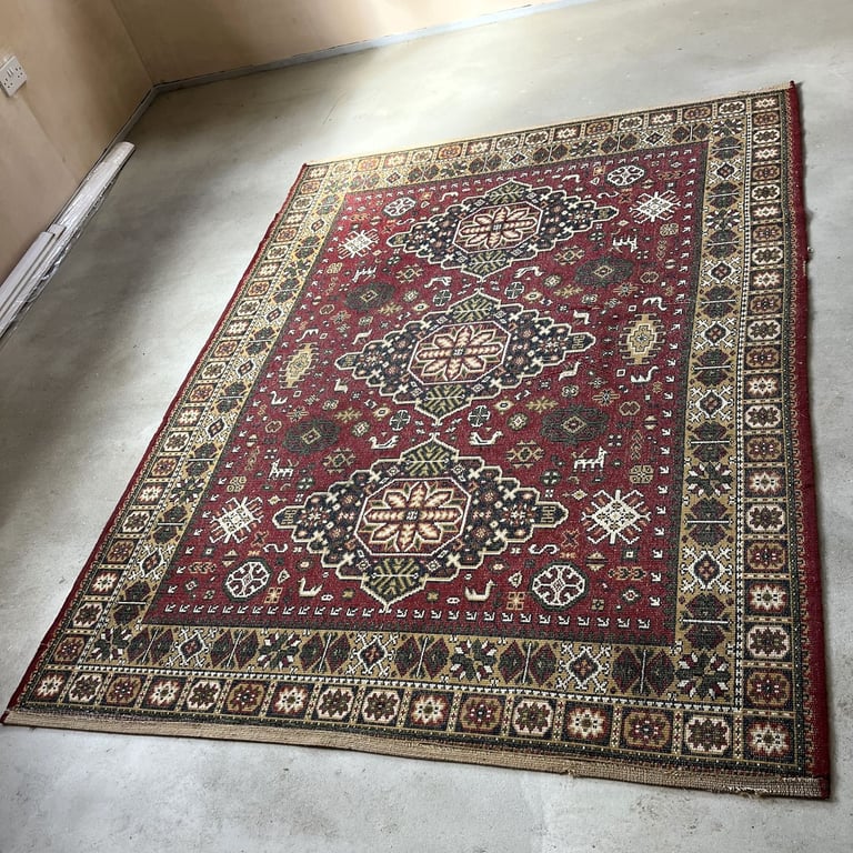 Vintage, large, area rug. Faded, distressed, worn. Farmhouse, country house look. COLLECT ONLY.