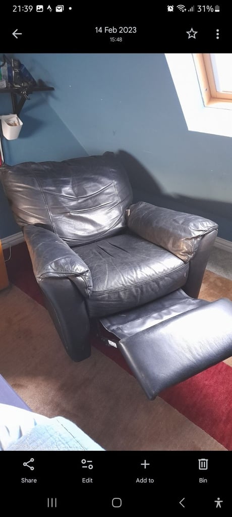 Used Black Leather Recliner Chair