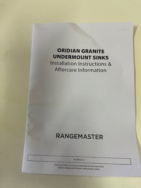 Brand new Rangemaster Oridian 2 bowl under mount kitchen sink