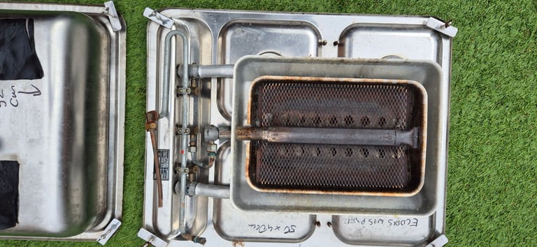 CRAMER D-5750 stainless steel kitchen gas hob with grill, sink and drainer for caravan camper boat.