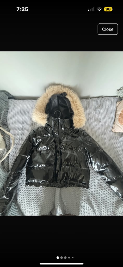 image for women’s PLT cropped wet look puffer coat 