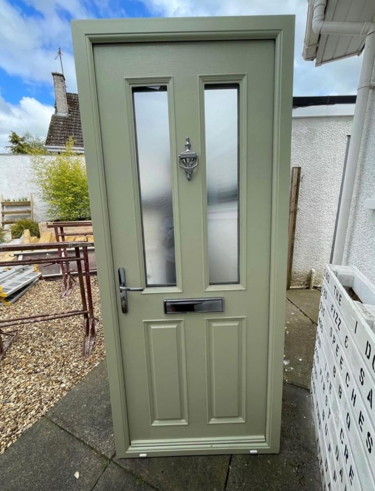 Composite Door & Frame: Pale Green 