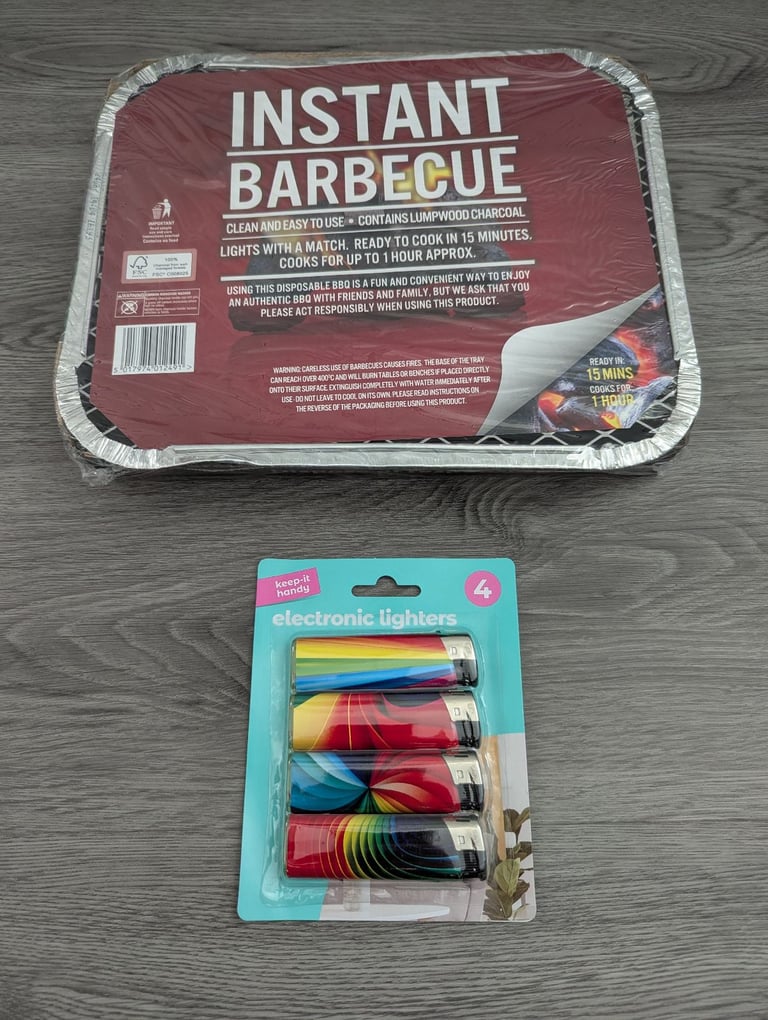 image for BRAND NEW Instant Disposable BBQ + 4x Electronic Lighters + Foam Roof Rack / FREE LOCAL DELIVERY