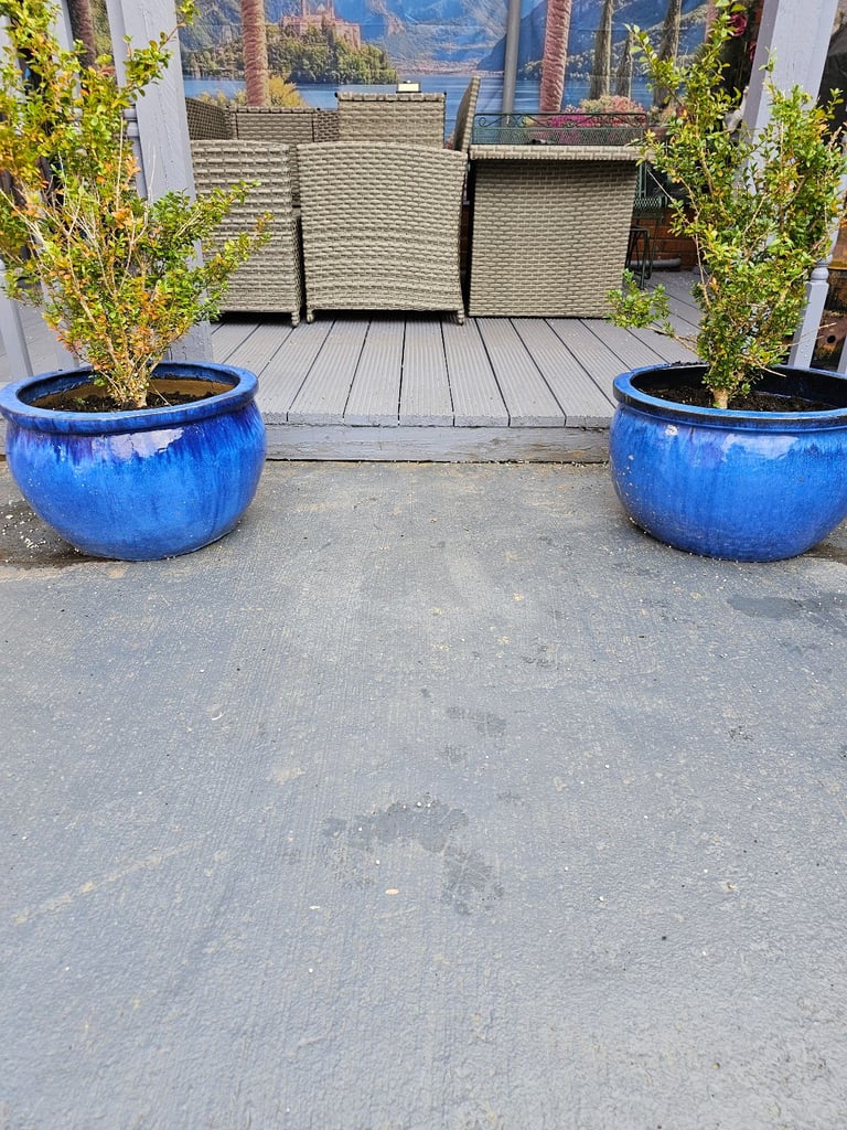 Extra Large Vibrant Blue Glazed Ceramic Pots