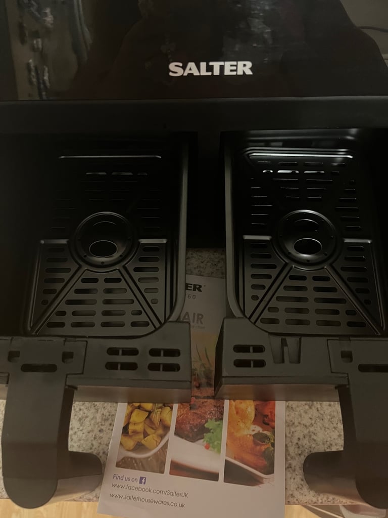 SALTER LARGE BLACK DUAL AIR FRYER WITH BOOKLET *BRAND NEW OUT THE BOX* 