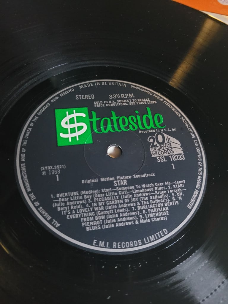 JULIE ANDREWS as the STAR! - ORIGINAL MOTION PICTURE SOUND TRACK On STATESIDE 