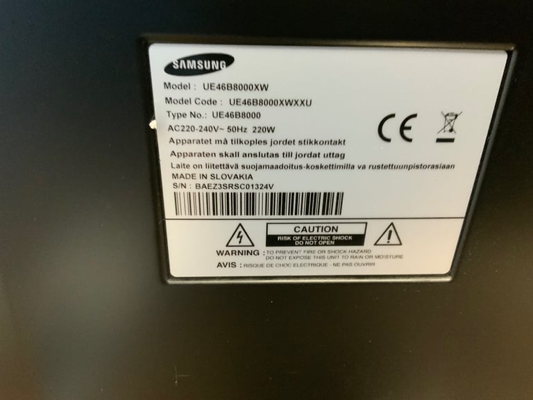 Samsung 46” UE46B8000XW TV