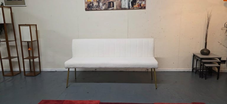 Brand New Dunelm®️ White Boucle Fabric Hallway Bench RRP £269