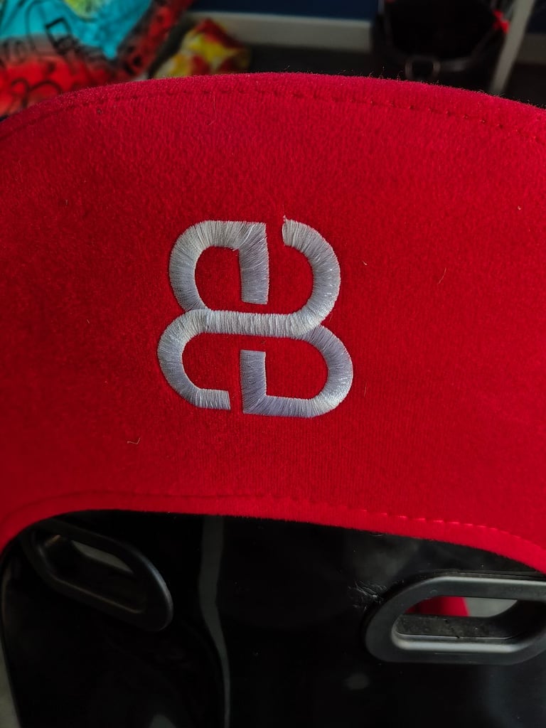 Red fabric bucket seat 