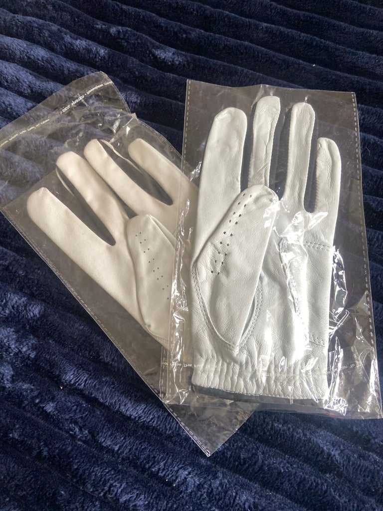 Pair Of White Leather Golf Gloves