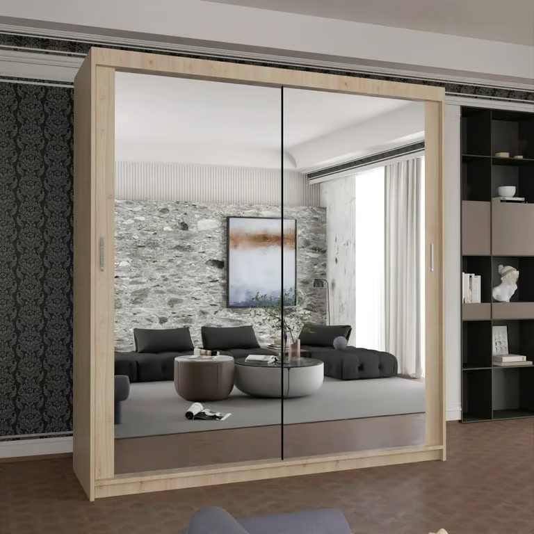 image for NEW COLLECTION MILAN WARDROBE WITH SLIDING MIRRORED DOORS – AVAILABLE IN ALL SIZES