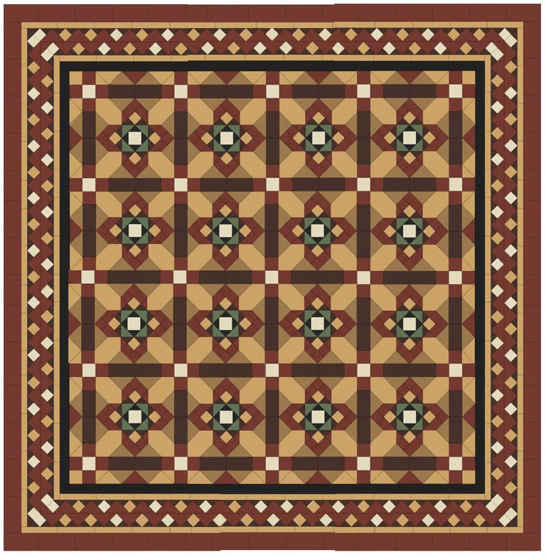 A Beautiful Antique Victorian Floor Tiles Flooring Reclaimed Salvaged apprx 5 m2