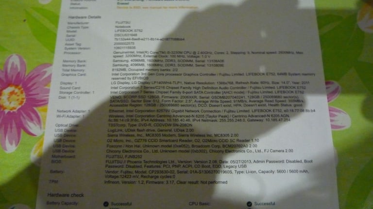 FUJITSU Lifebook S752 14" i5 8GB 128GB SSD Laptop, Opened to offers.