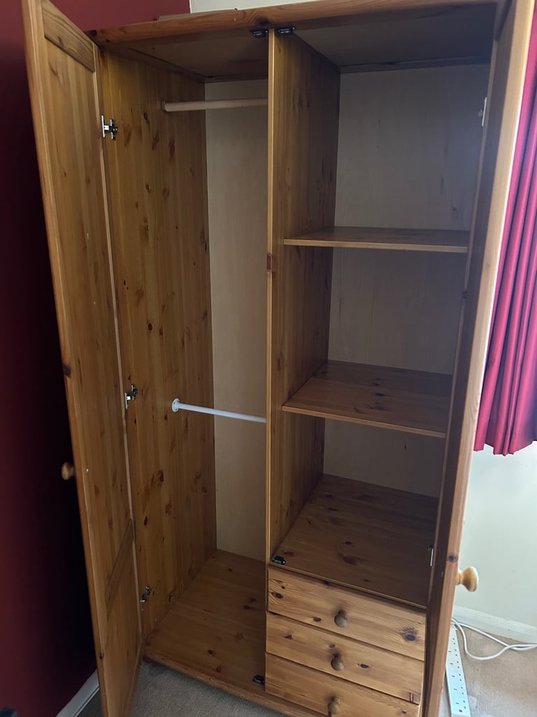 Solid pine double wardrobe 