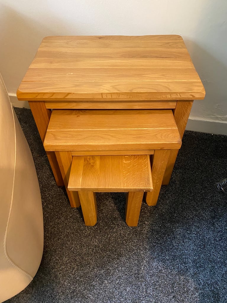 image for Nest of Solid Oak Side Tables