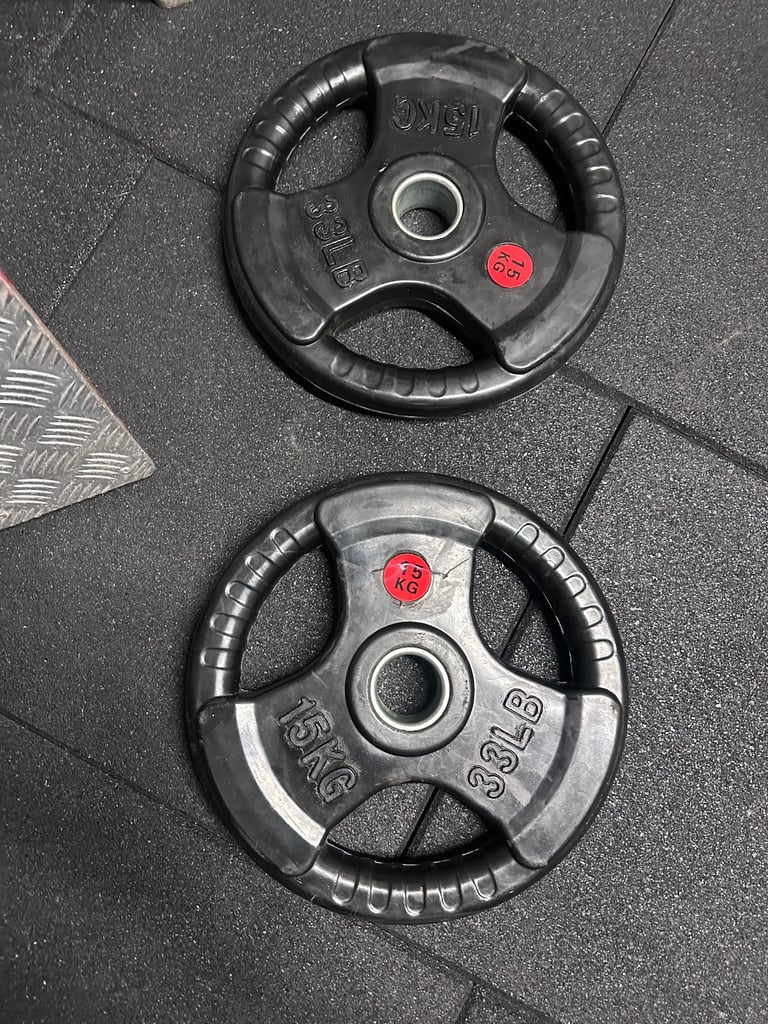 image for 2 x 15kg tri grip Olympic weight plates