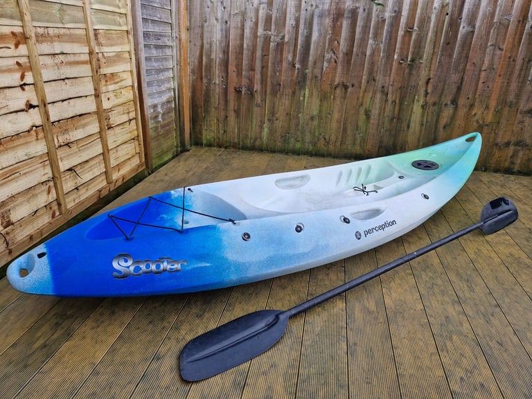 image for Perception Scooter Sit-On Kayak Blue/White with Paddle