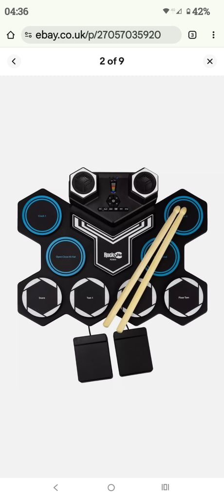 PDT RockJam Roll up Drum Kit Bluetooth 