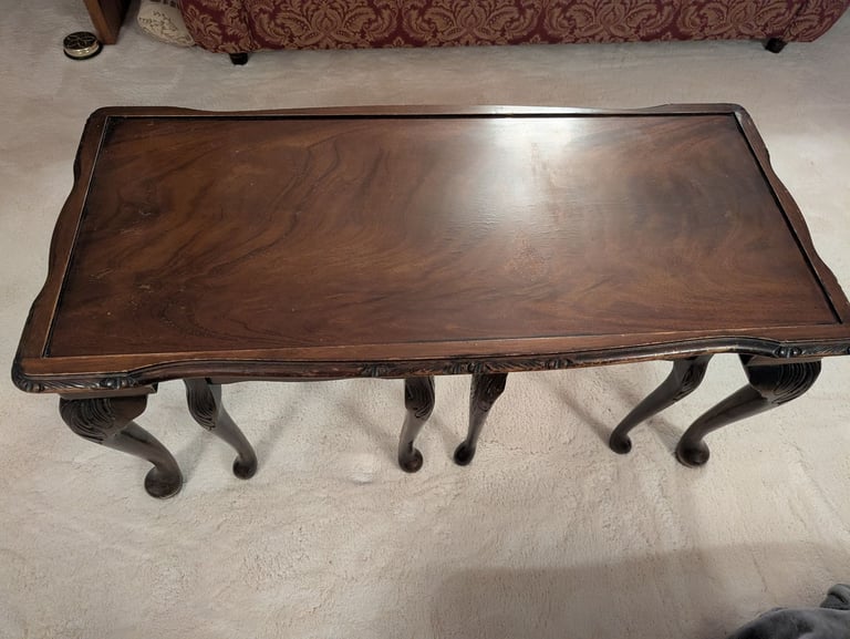 image for Wooden coffee table with two nesting tables 