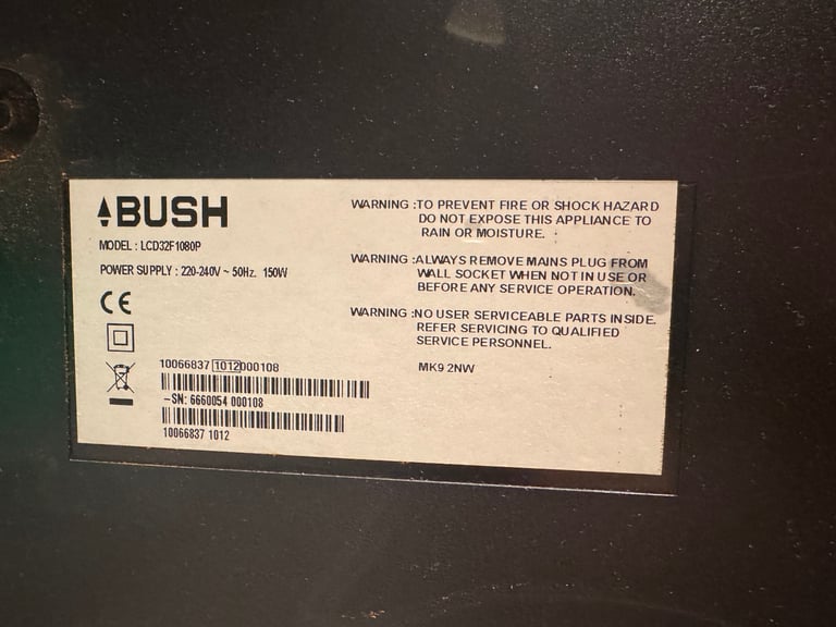 Bush 32” LcD tv