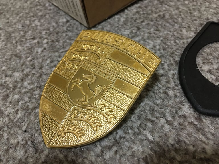 Porsche Gold Lid Emblem Bonnet Badge