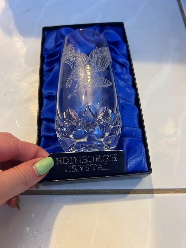 Golden Eagle Edinburgh Crystal vase
