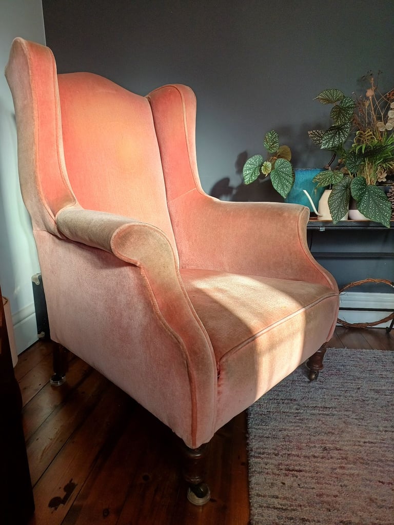 2 x Antique Wingback Armchairs