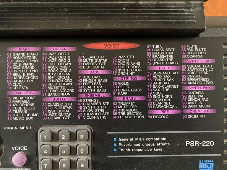 Yamaha PSR-220 Digital Keyboard - Fully Working with Power Adaptor - Good Condition