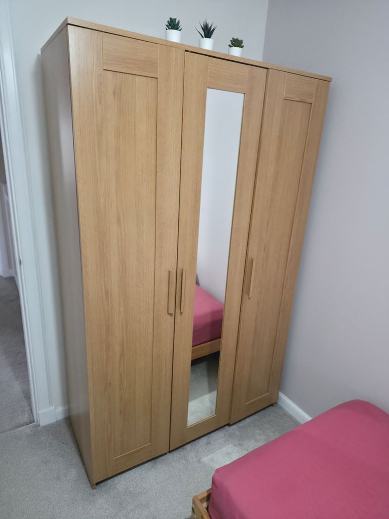 image for Ikea BRIMNES wardrobe with 3 doors 117x190 cm oak effect