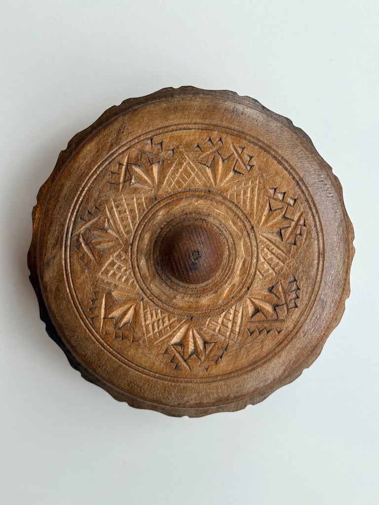 image for Hand-Carved Wooden Lidded Trinket Box