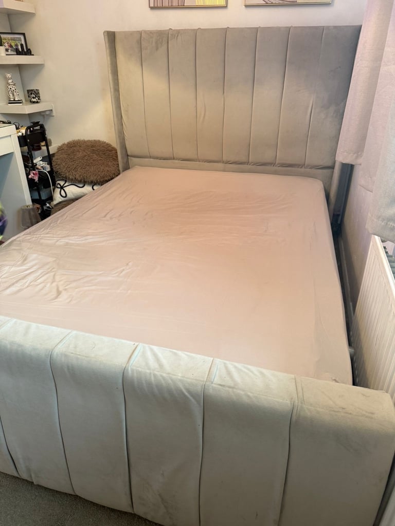 Grey double bed frame 