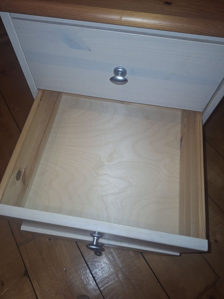 Wooden bedside table with 3 drawers