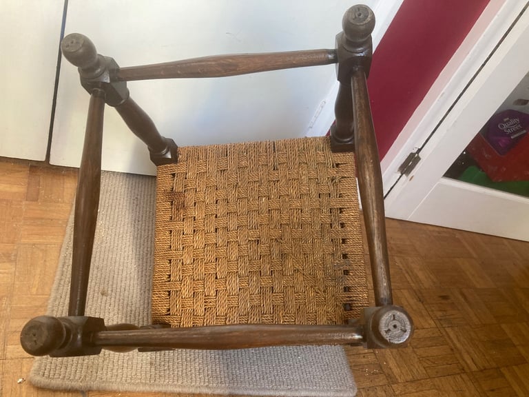 Antique woven rope corner seat. 