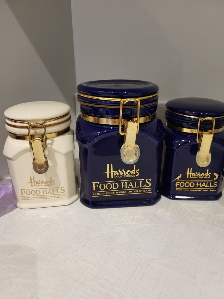 Harrods Knightsbridge Food Halls  Storage Jars Coffee/ Tea Canister Vintage