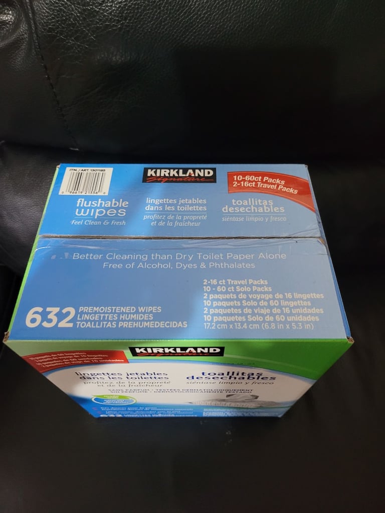Brand new and sealed box of flushable wipes