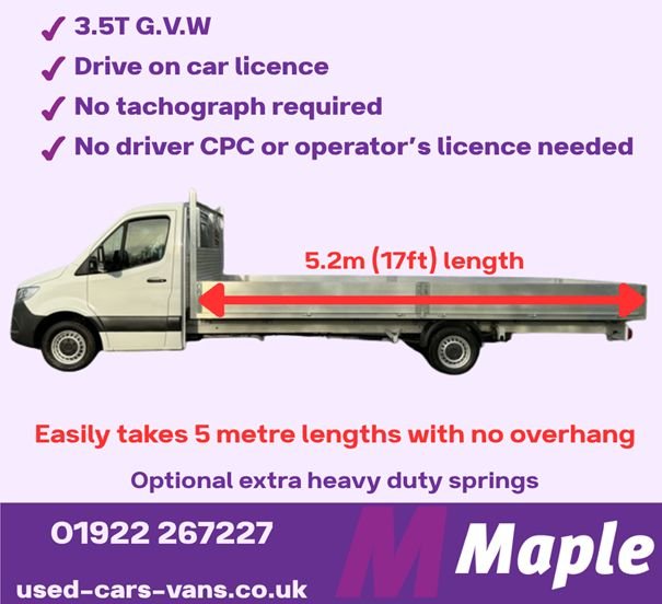 image for 2021 Mercedes-Benz Sprinter 2.0 315Cdi Lwb 3.5t. Extra Long 5.2m (17ft) Dropside Euro 6 148Bhp DR...