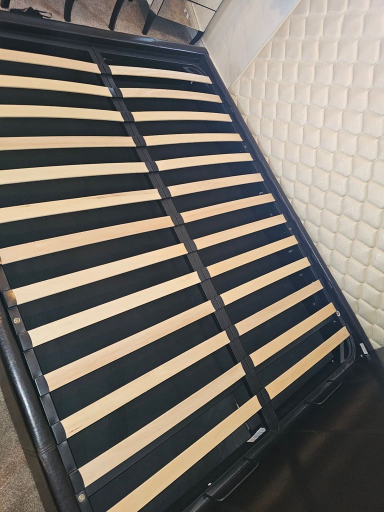 King Faux Leather Bed with King Mattress
