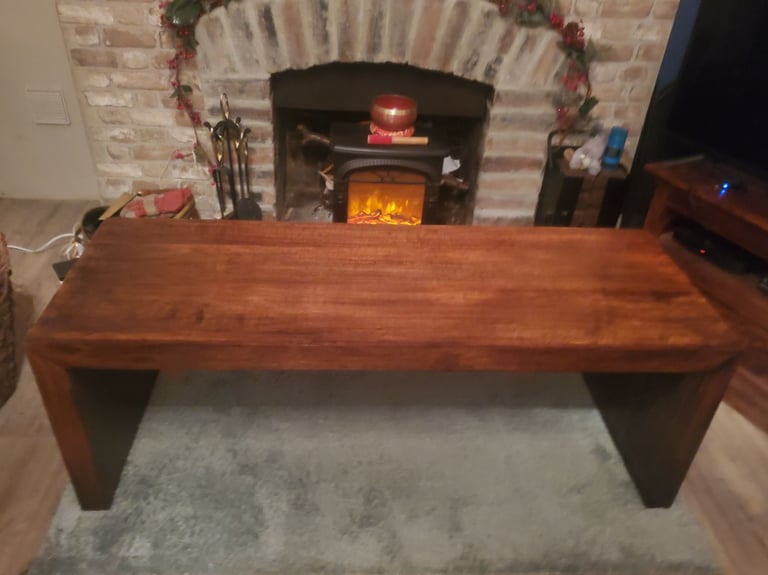 Chunky Indian Wood Coffee Table plus Two Side Tables That Can Sit Beneath. 