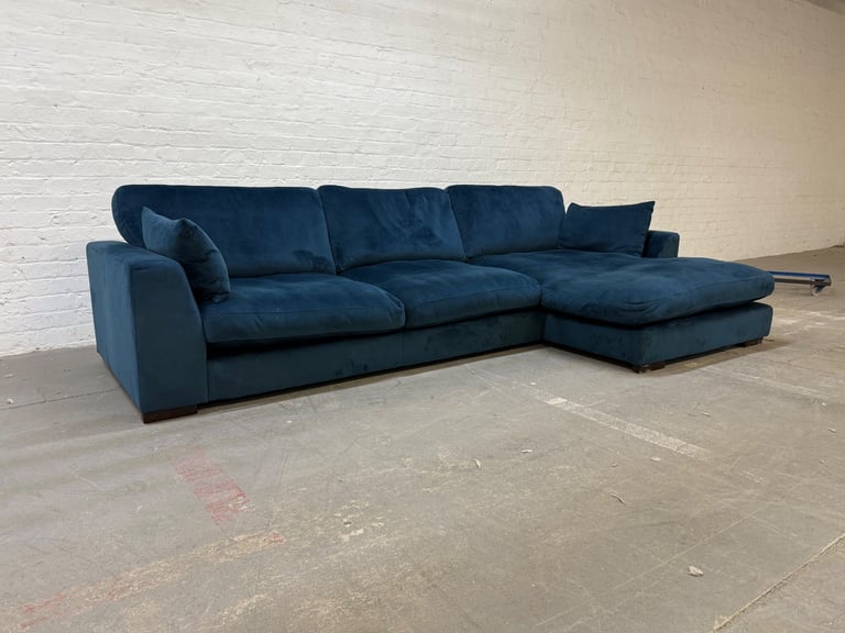 DFS Plush Velvet Corner Sofa with Matching Footstool RRP £1699