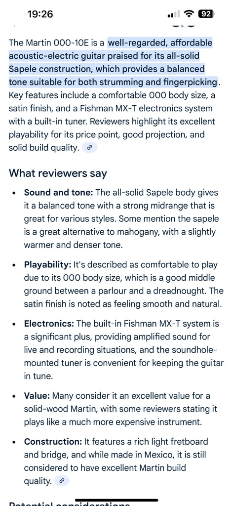 Martin 000-10e All solid wood Martin accoustic guitar with fishman pickup 