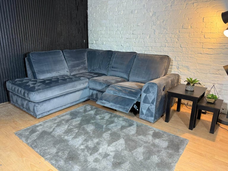 DFS Velvet Orka Corner Sofa – Electric Recliner