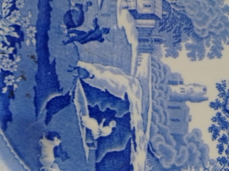image for Blue/White country scene plate