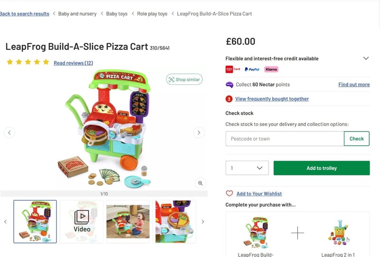  Pizza Cart LIKE NEW ORIGINAL BOX BY Leap Frog