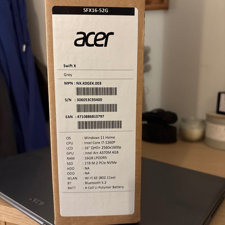 Acer Swift X nearly new.