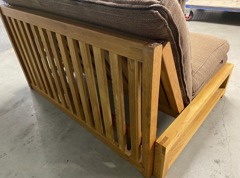 Solid Oak Linear 2 Seater Sofa Bed
